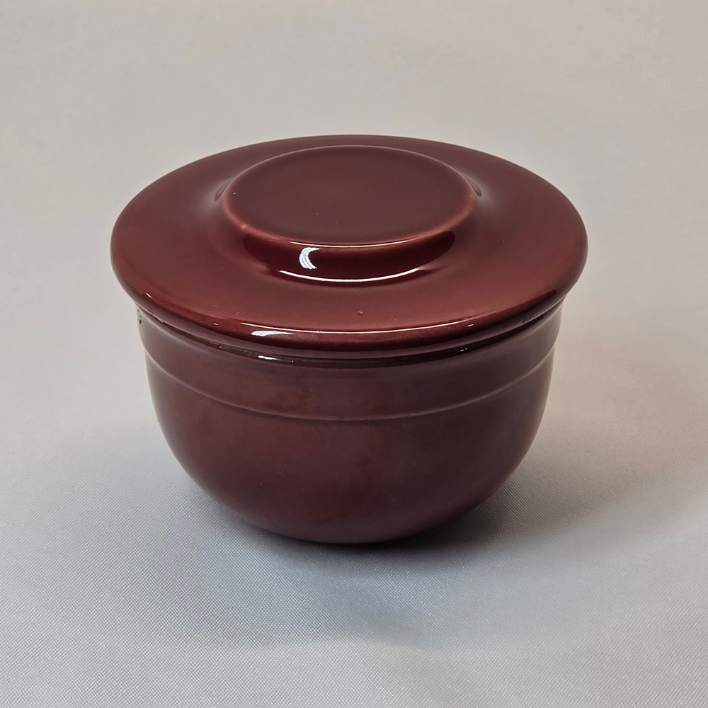 Emile Henry Butter Crock Burgundy Ceramic 4.25in Excellent French Stoneware